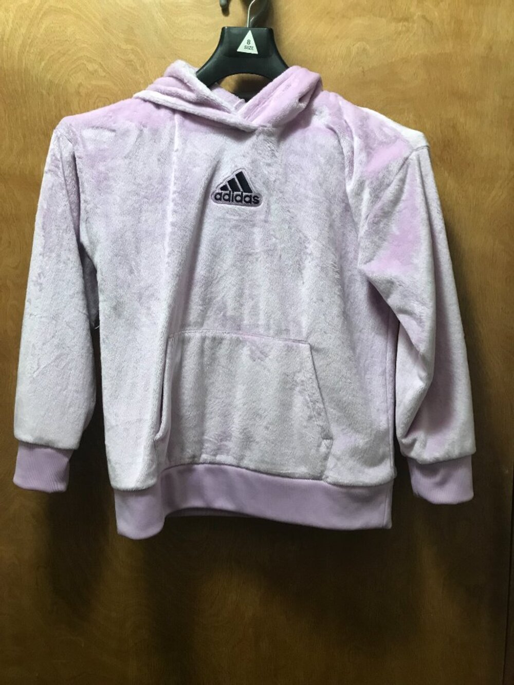 Girls Medium (10-12) Adidas pink plush pullover hoodie